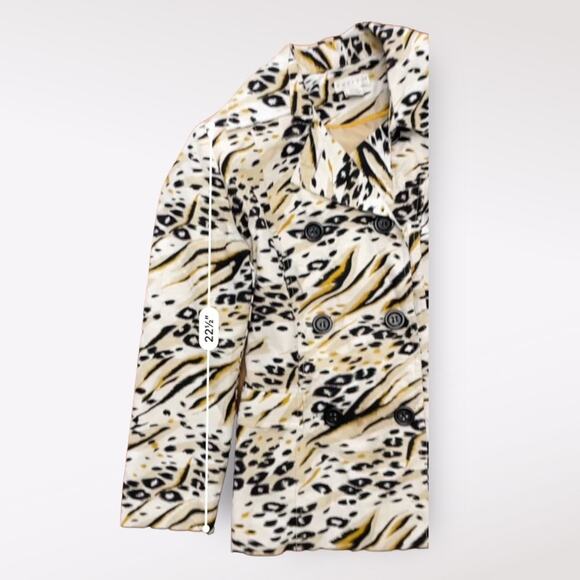 Tweeds Silk Animal Print Trench Style Jacket Size M - Picture 3 of 8